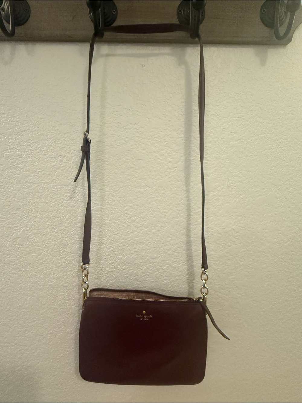 Kate Spade New York Dark Purple Pebbled Leather Crossbody Bag